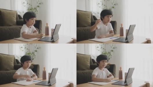 在家工作的小学生高清在线视频素材下载