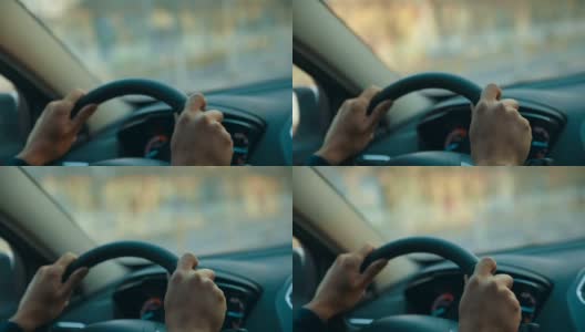 男人开车，握着方向盘高清在线视频素材下载
