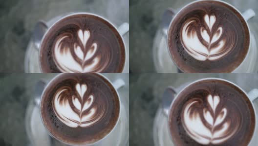 热巧克力和拿铁艺术高清在线视频素材下载