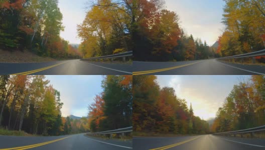 新罕布什尔州坎卡马古斯高速公路上的秋天高清在线视频素材下载