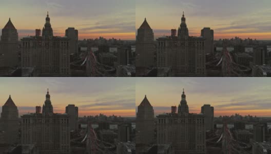 高架全景夜景，曼哈顿市中心，纽约市高清在线视频素材下载