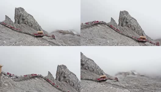 游客在玉龙雪山，中国丽江高清在线视频素材下载