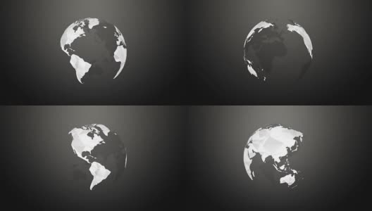 地球行星旋转白色几何地球上的黑色背景高清在线视频素材下载