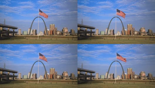 圣路易斯，密苏里州的天际线和拱门。高清在线视频素材下载
