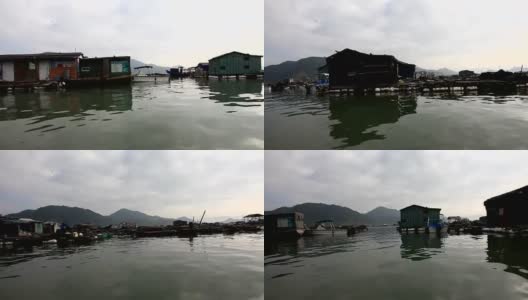 福建霞浦，农民在海边养殖鲍鱼，在水中放入大量笼子。他们生活在海面上。高清在线视频素材下载