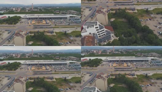 鸟瞰图显示索非亚城市中心火车站高清在线视频素材下载
