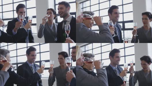 商业人士喝香槟高清在线视频素材下载