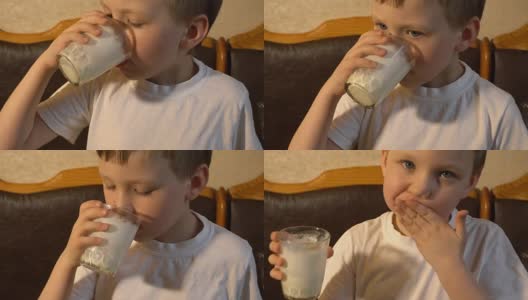 喝牛奶鸡尾酒的小孩高清在线视频素材下载