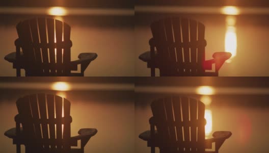 马斯科卡椅在湖上日出或日落。开始还是有运动。高清在线视频素材下载