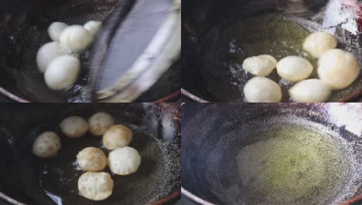 印度流行的著名小吃小蓬松的Pani Puri Poori Phuchka Fuchka Golgappe高清在线视频素材下载
