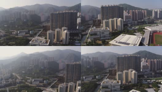 香港航拍v115低空拍摄沙田地区，一览市区风光高清在线视频素材下载
