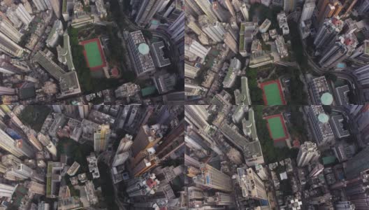 香港航拍v177垂直鸟瞰图飞过屏山地区高清在线视频素材下载