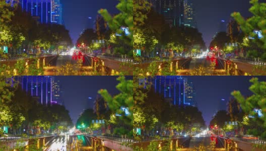 南京市中心夜间照明交通街道隧道时间推移全景4k中国高清在线视频素材下载