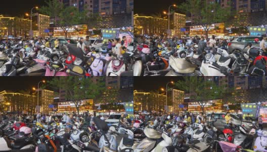 夜间时间照亮三亚市交通街道停车全景4k中国海南高清在线视频素材下载