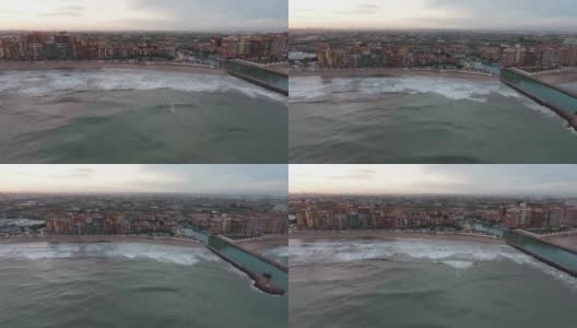 无人机拍摄宏伟美丽的城市巴伦西亚在西班牙。高清在线视频素材下载
