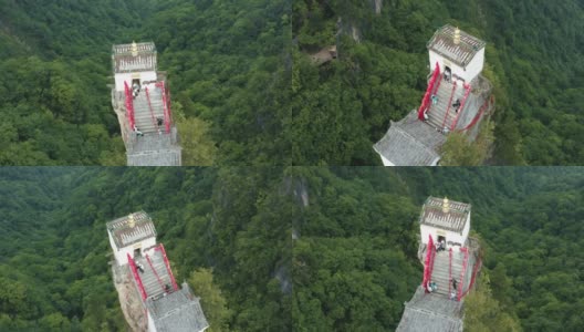 塔云山鸟瞰图，中国陕西著名的道教寺庙。高清在线视频素材下载