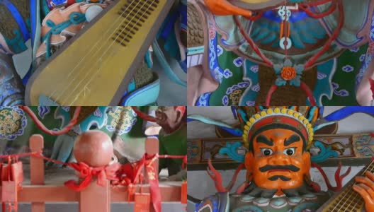 中国神佛金刚雕塑手持琵琶c弦乐器高清在线视频素材下载
