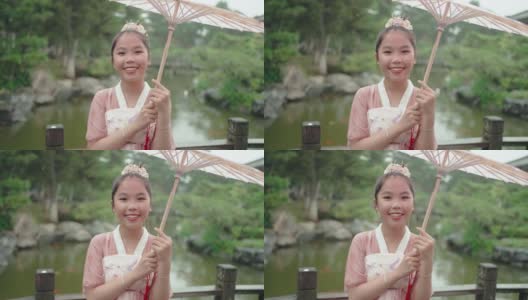 女孩穿汉服(汉族的传统服装)高清在线视频素材下载