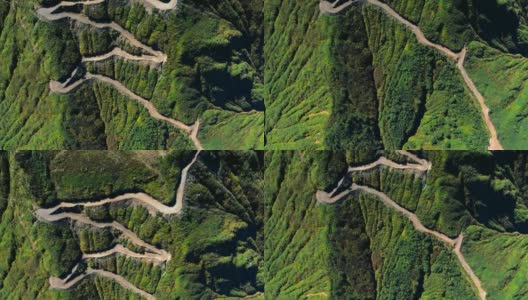 4K无人机拍摄了通往Artvin Güloğlu高原的危险蜿蜒道路。高清在线视频素材下载