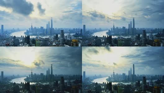 上海天际线从黎明到黎明，时光流逝高清在线视频素材下载