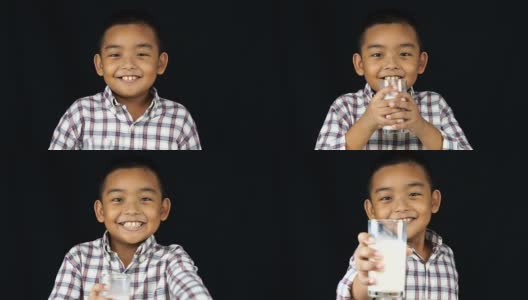 男孩喝牛奶。高清在线视频素材下载