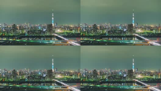 4K时间推移:东京城市与东京天空树高清在线视频素材下载