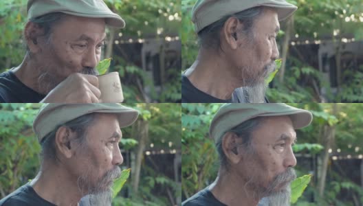 肖像亚洲活跃的老年人在家里感到快乐。早上老男人在家高清在线视频素材下载