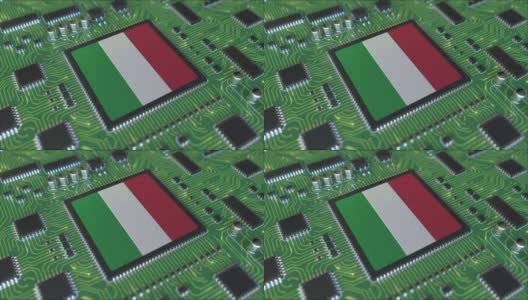 操作芯片上有意大利国旗高清在线视频素材下载