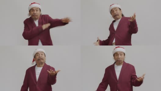 老人随着流行歌曲跳舞，圣诞节。高清在线视频素材下载