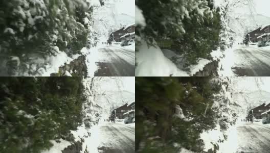 行走属于白川村雪下的一条街高清在线视频素材下载