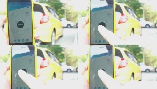 智能汽车和汽车远程控制的移动应用程序高清在线视频素材下载