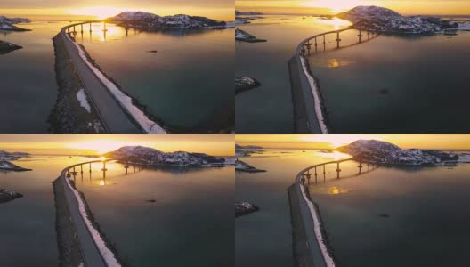 挪威北部特罗姆斯郡的索玛若伊岛风景路线高清在线视频素材下载