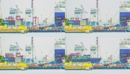 4K延时拍摄:在泰国船厂码头工作高清在线视频素材下载