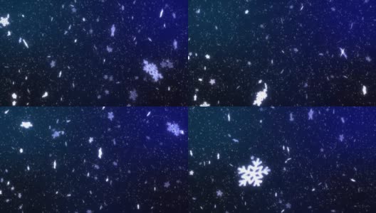 Falling Snow Winter Background with gentle Falling shiny Snowflakes 4K无缝循环高清在线视频素材下载