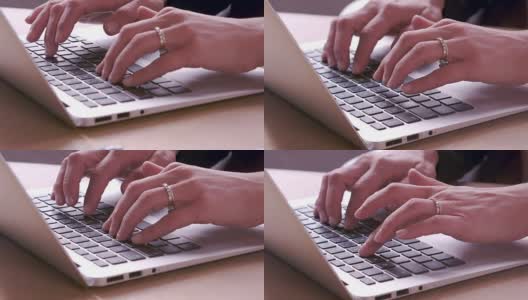 在笔记本键盘上打字的女商人高清在线视频素材下载