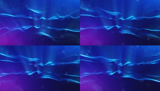 3d循环动画作为科幻小说背景发光粒子与景深和bokeh为vj循环。粒子形成线和面网格。V2蓝色带光线高清在线视频素材下载