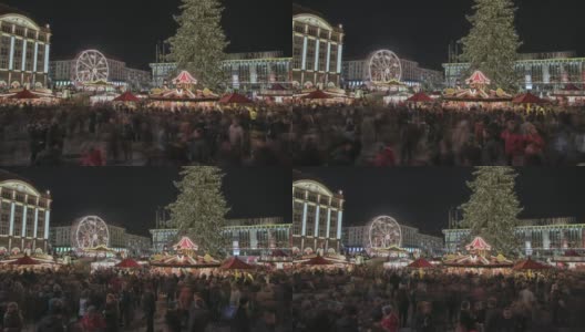 德累斯顿4K历史悠久的德国圣诞市场Striezelmarkt高清在线视频素材下载