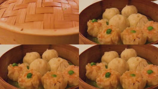 竹蒸笼套开中国饺子小笼包小迈高清在线视频素材下载