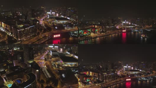 香港航机v126于2月17日夜间低空飞越九龙湾向海底隧道入口滑行高清在线视频素材下载
