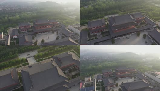 俯瞰古建筑社区的中国庙宇高清在线视频素材下载