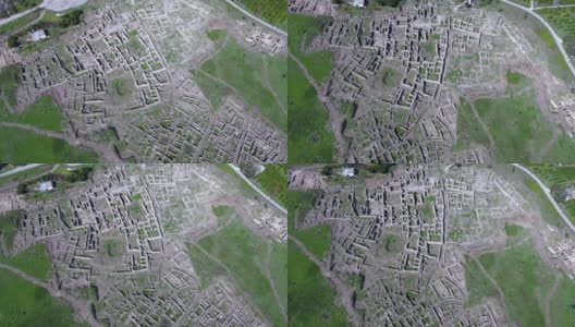 鸟瞰图乌加里特古遗址在叙利亚。我们可以看到地面上的建筑特征，在它们被破坏后——联合国教科文组织的世界遗产高清在线视频素材下载