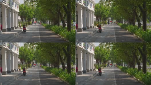 三亚市晴天交通街道人行道步行全景4k海南中国高清在线视频素材下载