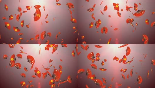 红色日本折扇粒子回路动画高清在线视频素材下载