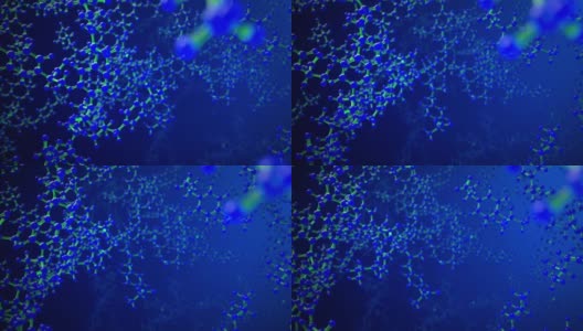 氢分子或原子，科学或医学背景的抽象结构。湛蓝的水。化学模型连接原子的概念。3 d渲染动画高清在线视频素材下载