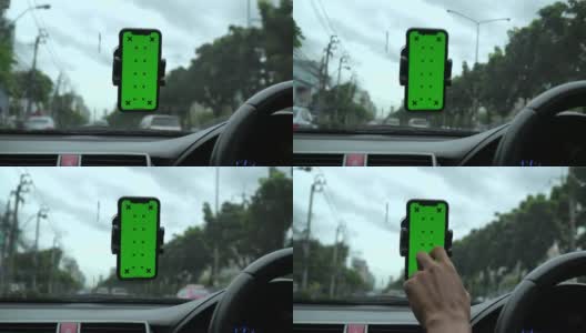 Chroma电话汽车时，驾驶手势高清在线视频素材下载
