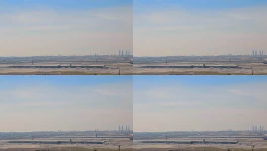 飞机从马德里巴拉哈斯机场起飞高清在线视频素材下载