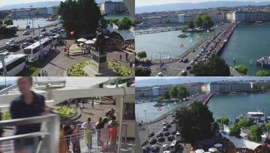 日内瓦中心万宝龙桥鸟瞰图高清在线视频素材下载