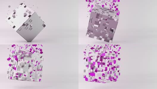 三维立方体多边形变换，几何抽象背景高清在线视频素材下载