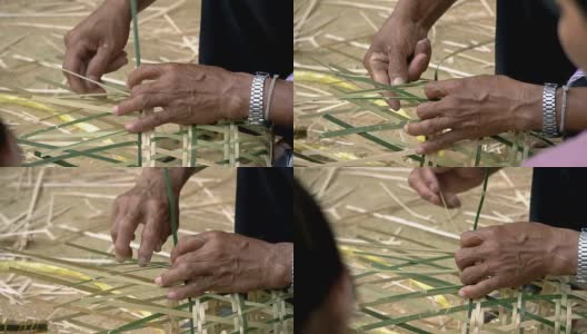工艺活动:编织竹篮高清在线视频素材下载