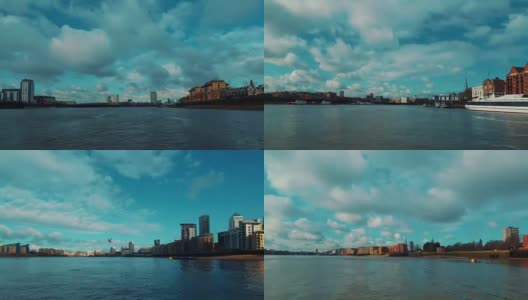 英国伦敦泰晤士河上的超延时不间断POV船游高清在线视频素材下载